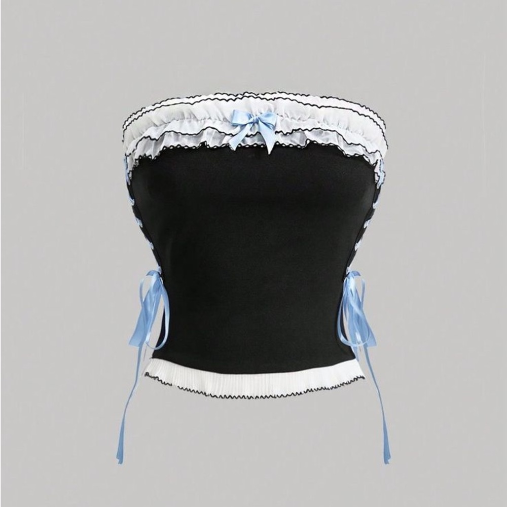 Brand New Strapless Top with Blue Bow